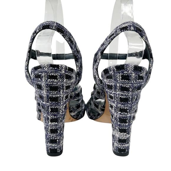 CHANEL Tweed Strappy Chain Interlocking CC Heeled Sandals - Picture 7 of 14